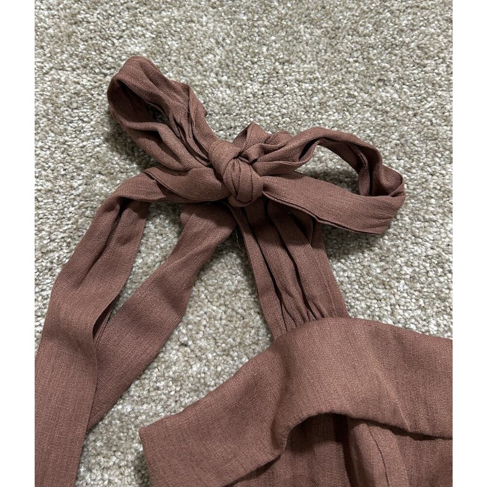 NEW Altar'd State | Wrenlee‎ Bow Tie Midi Dress | Women's L | Brown - Picture 5 of 13
